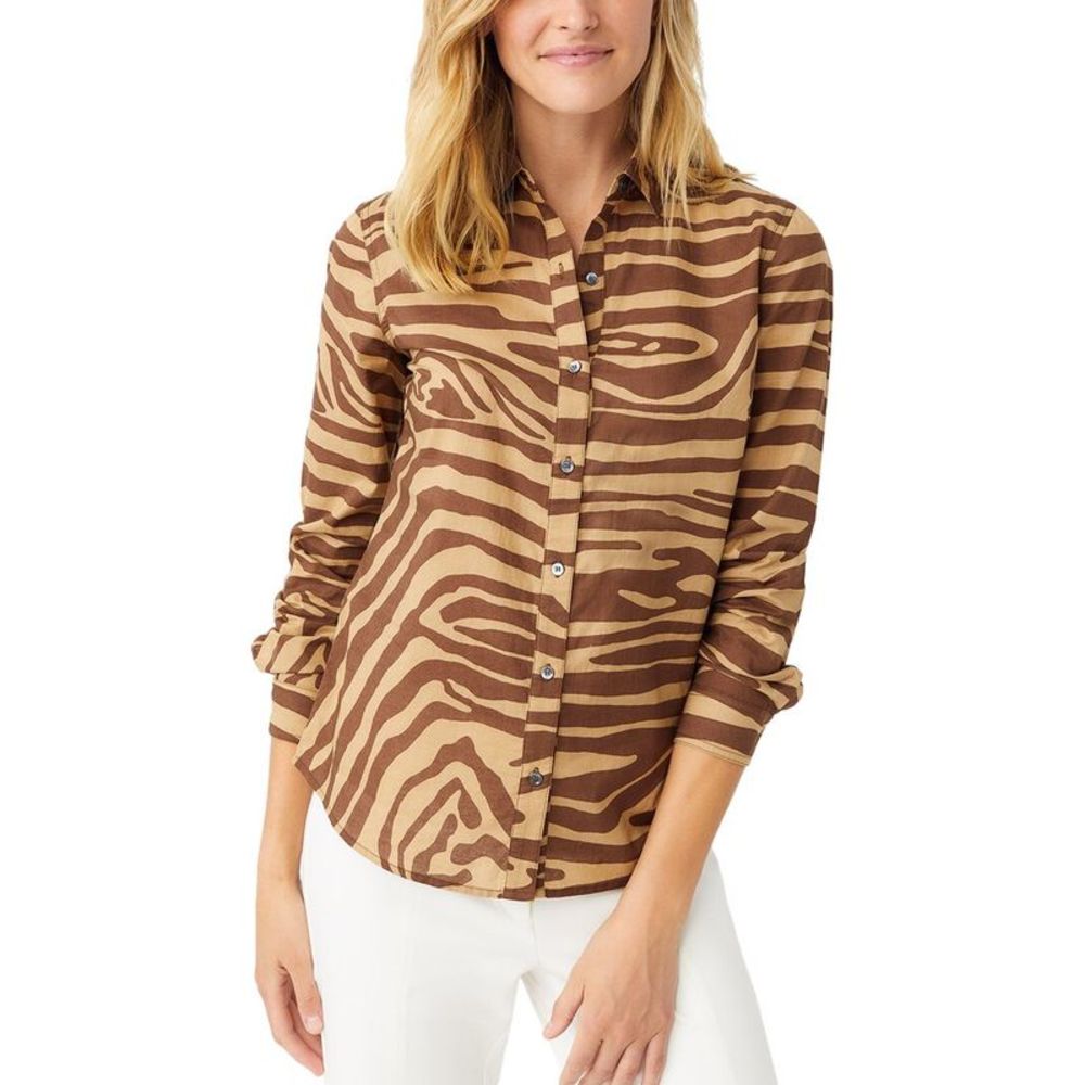 J. McLaughlin Brown Zebra Print Blouse